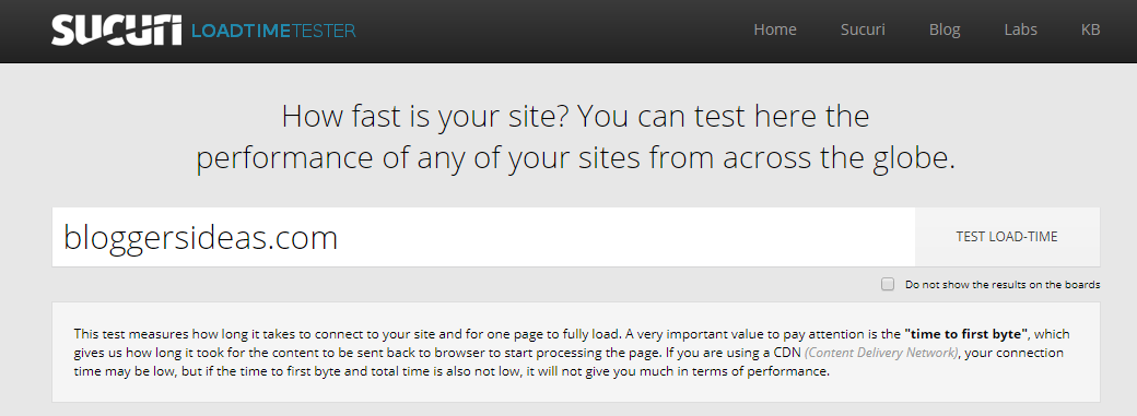 Sucuri- Website Speed Test Tool