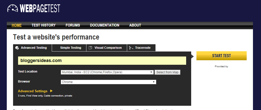 WebPage Test- Website Speed Test & Performance Tools
