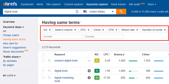 ahrefs-keyword-filters