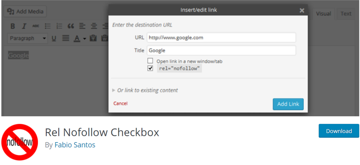 Rel Nofollow Checkbox — WordPress SEO Tools