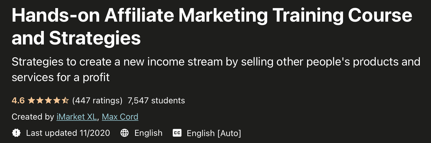 Hands on affiliate marketing training course
