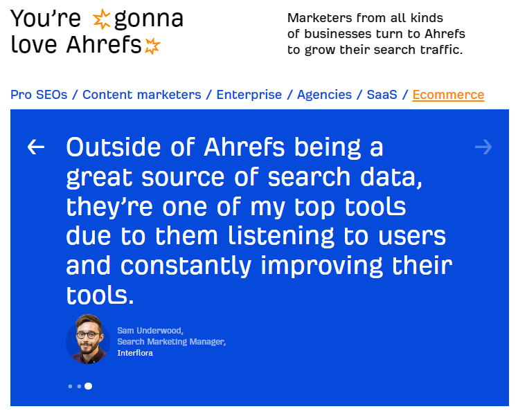 Ahrefs Customer Testimonials