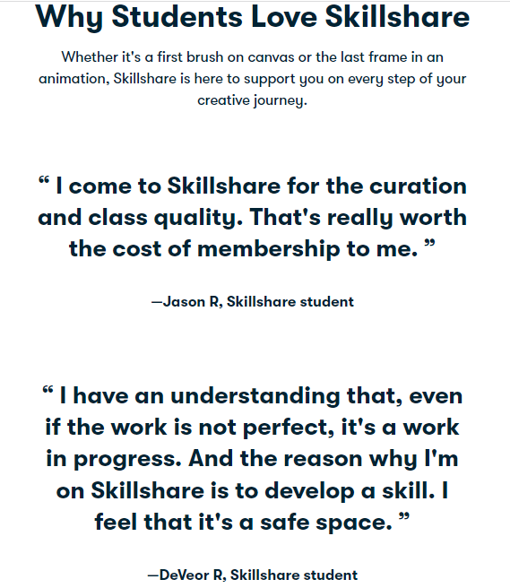 Skillshare - Testimonials