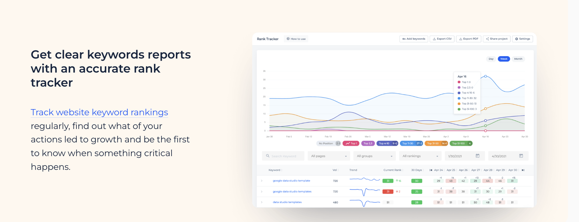keyword report sitechecker