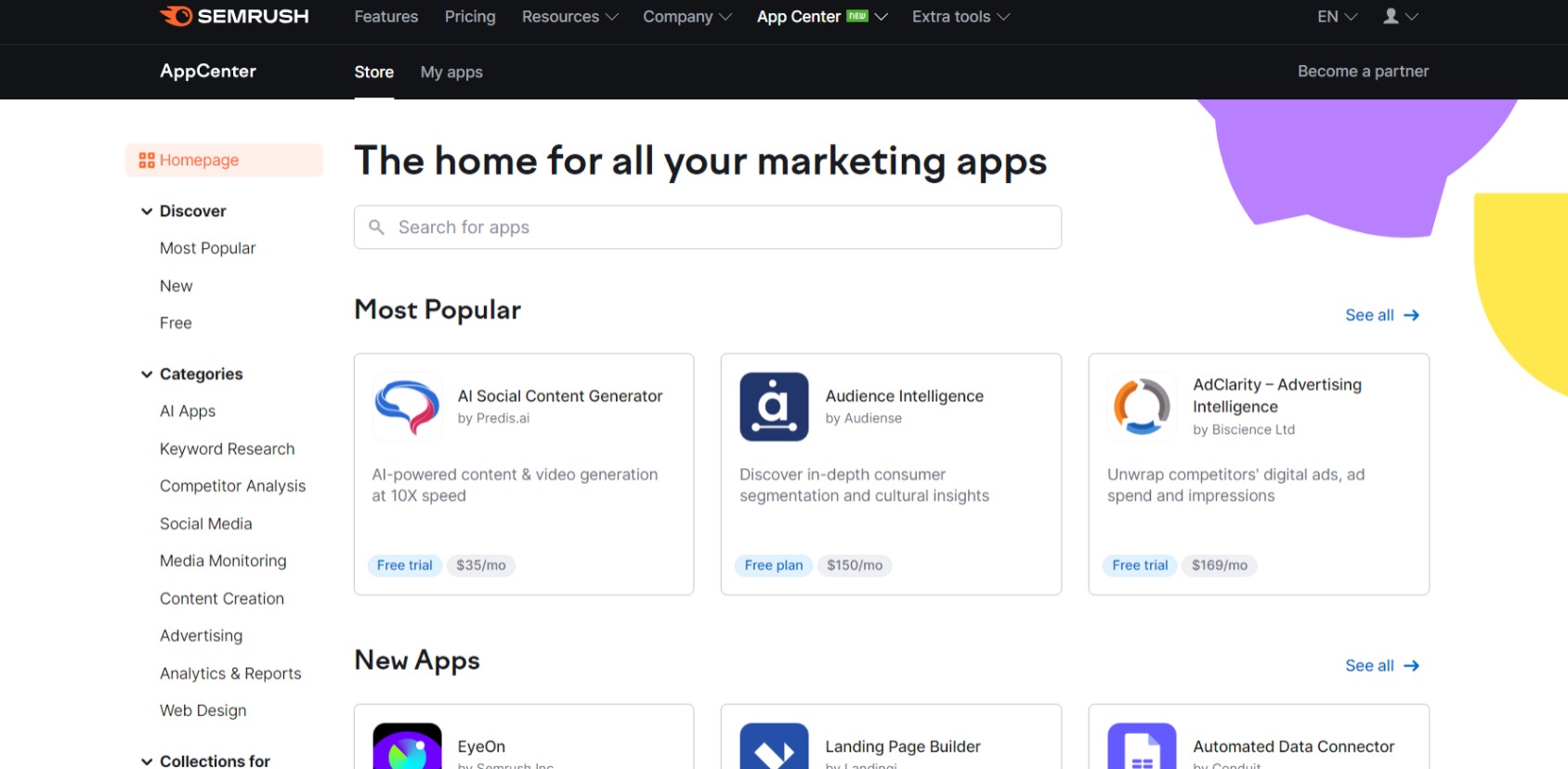 semrush app centre