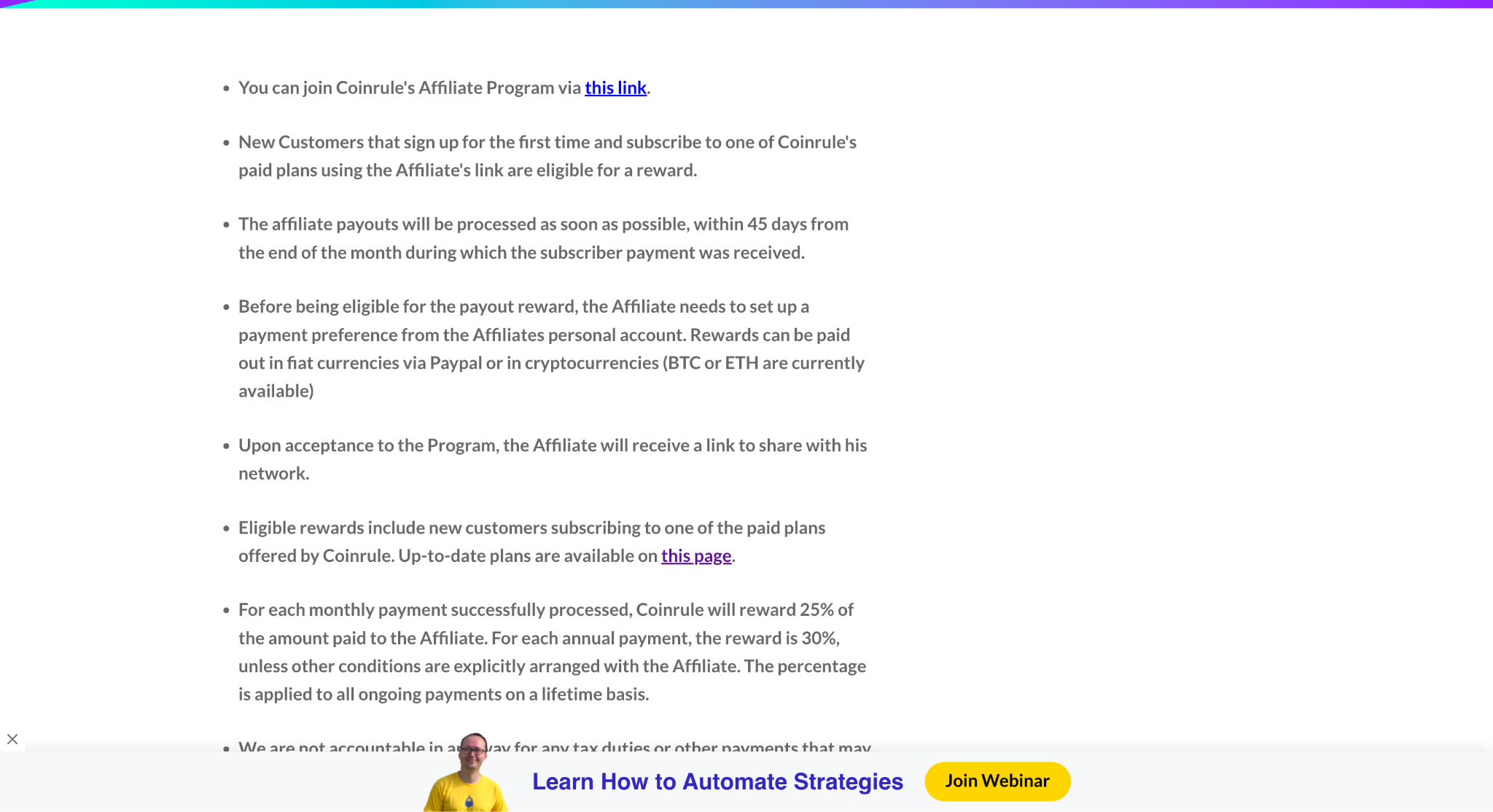 Coinrule Affiliate Program