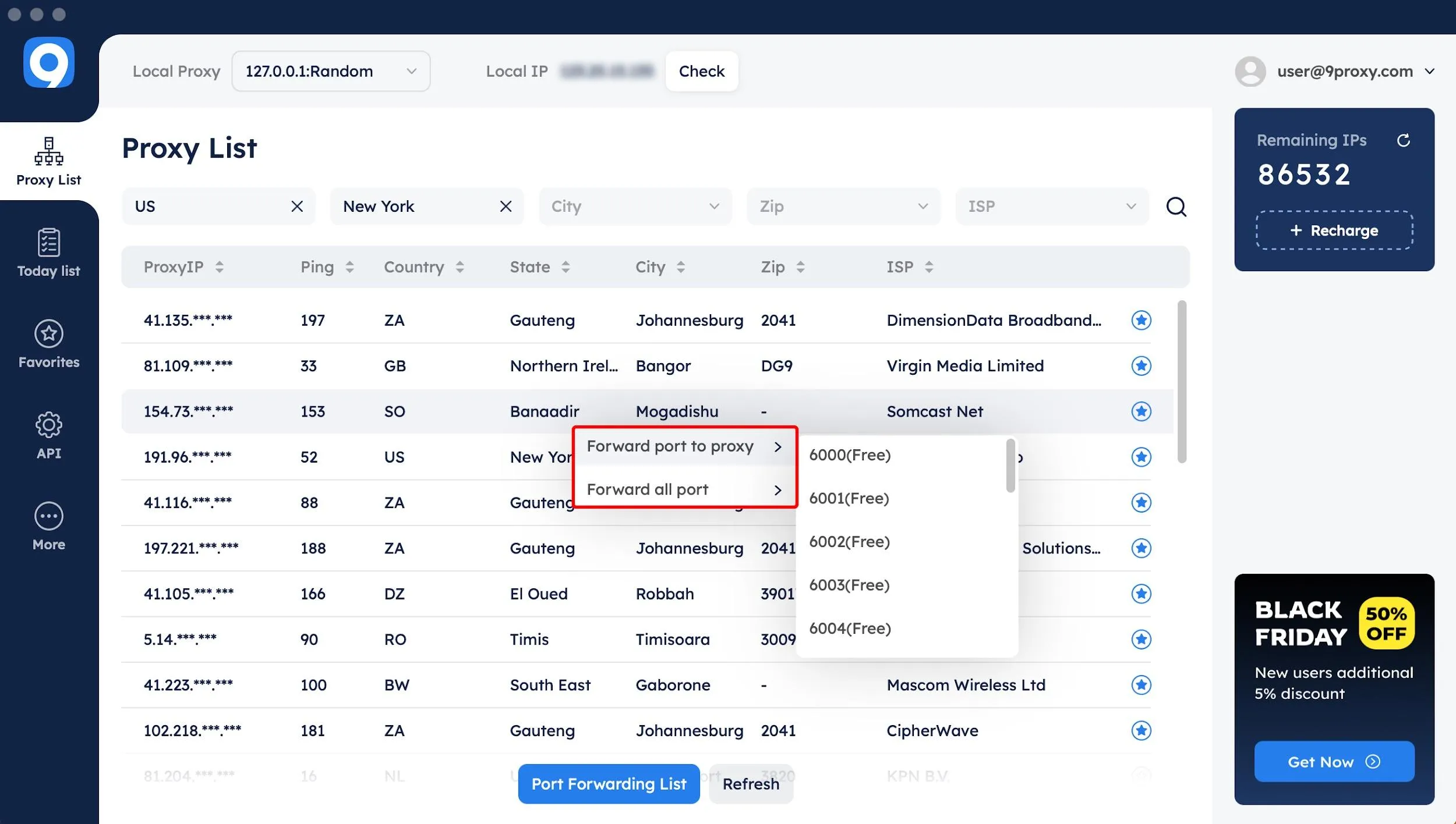 Gán proxy cho các cổng