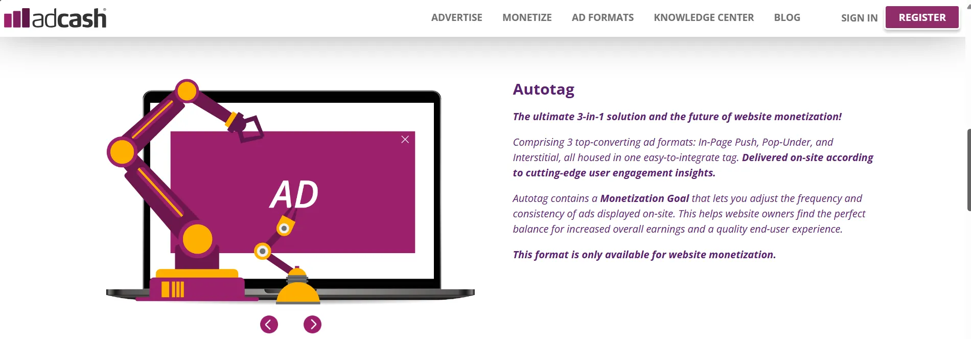Adcash Autotag: Features