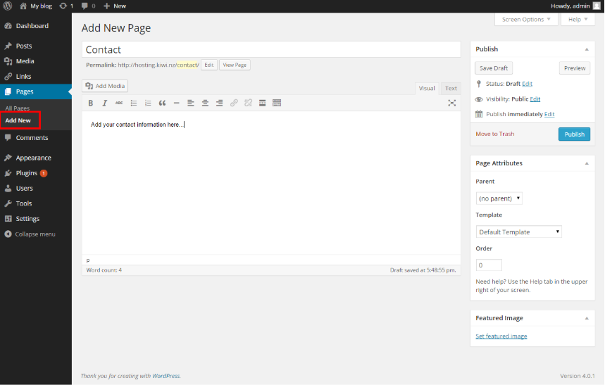 Create A Blog Easily- Add Pages