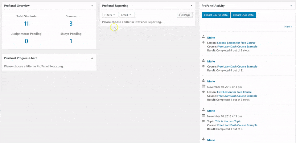 Learndash analytics