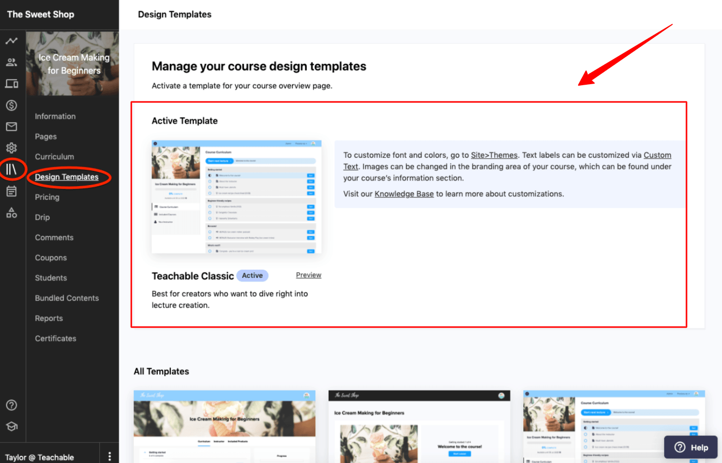 courses design templates teachable
