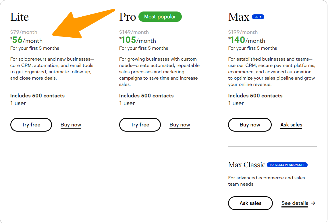 Infusionsoft-aka-Keap-Pricing
