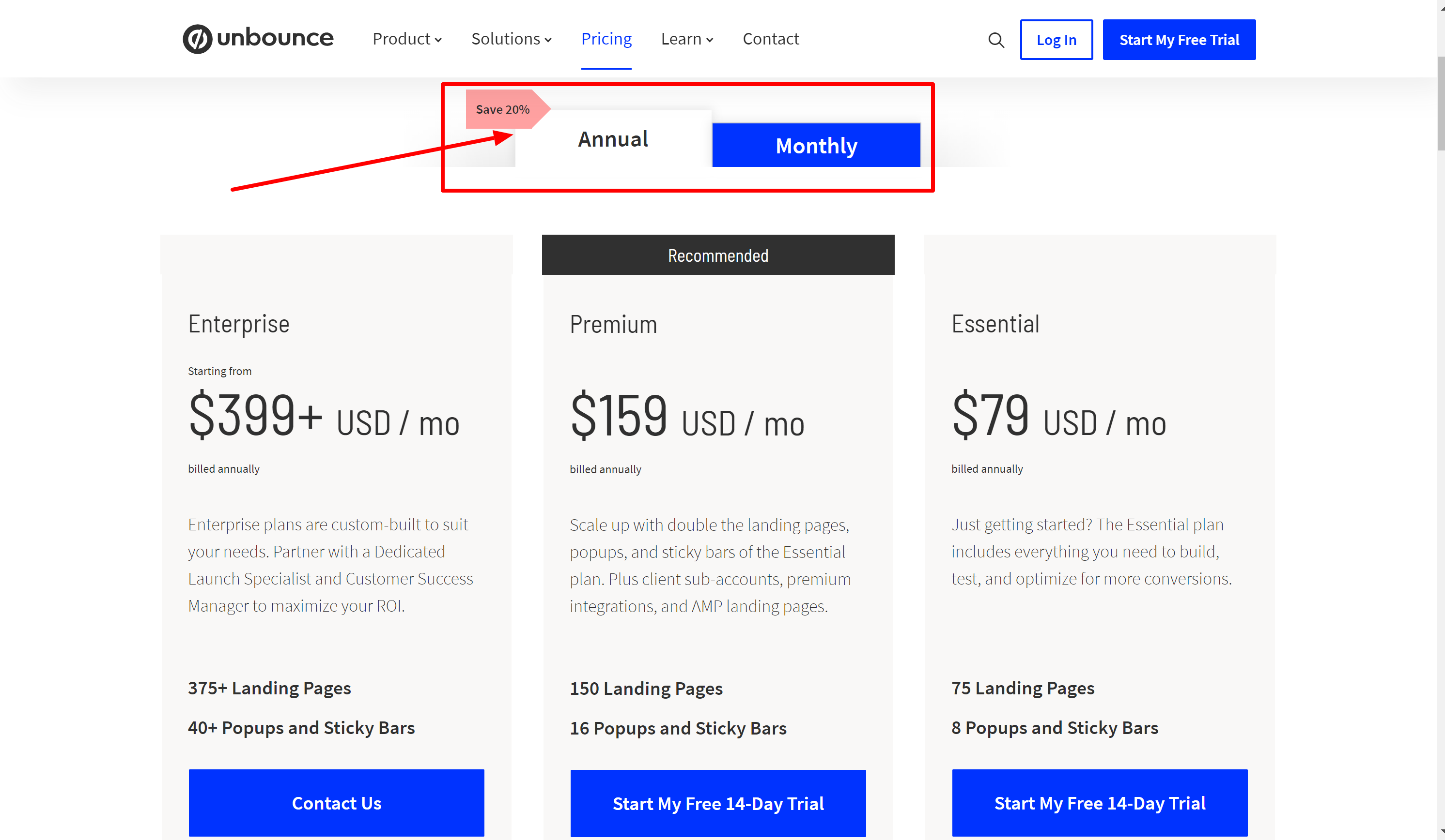 Unbounce Pricing