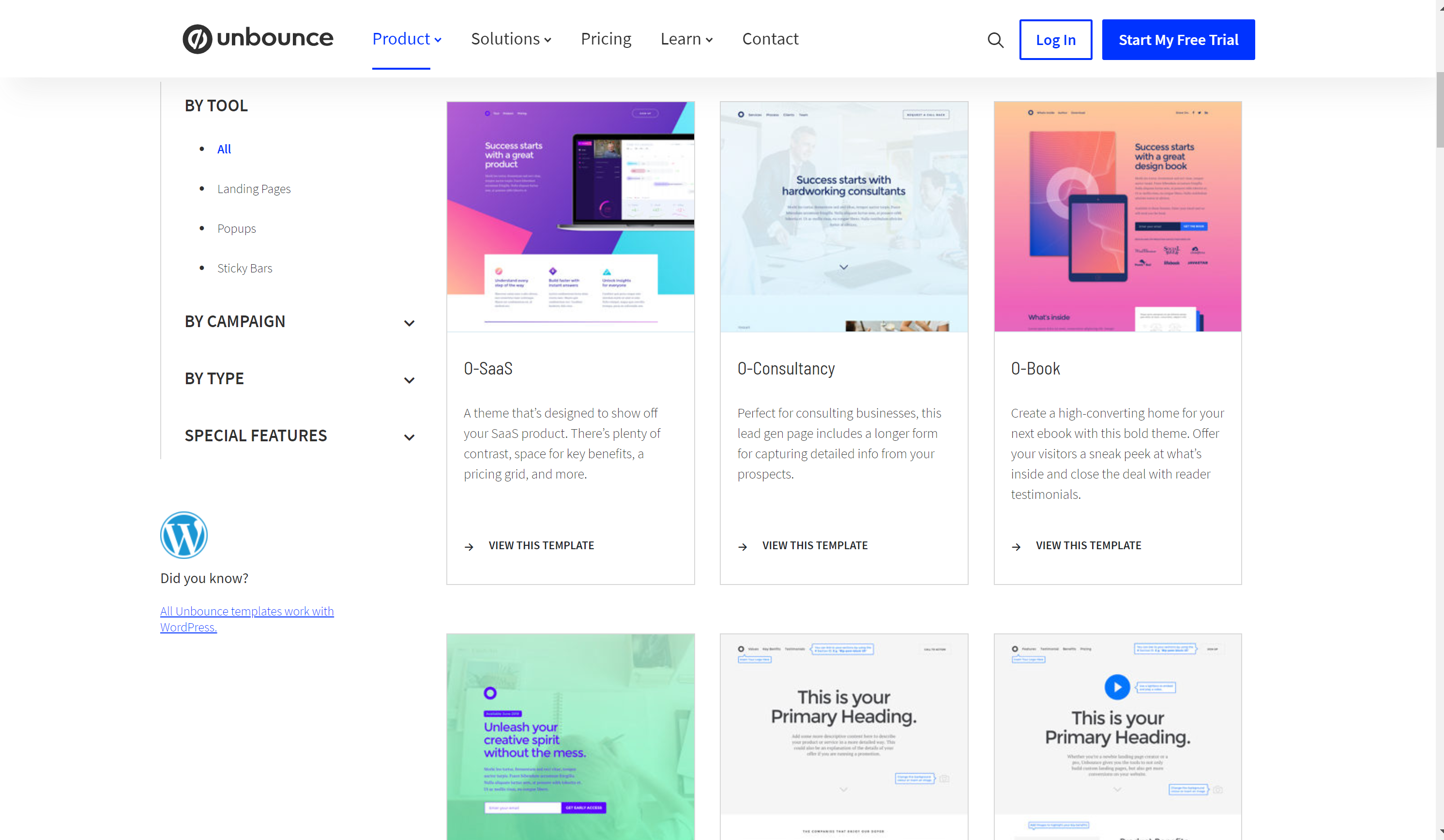 Unbounce templates
