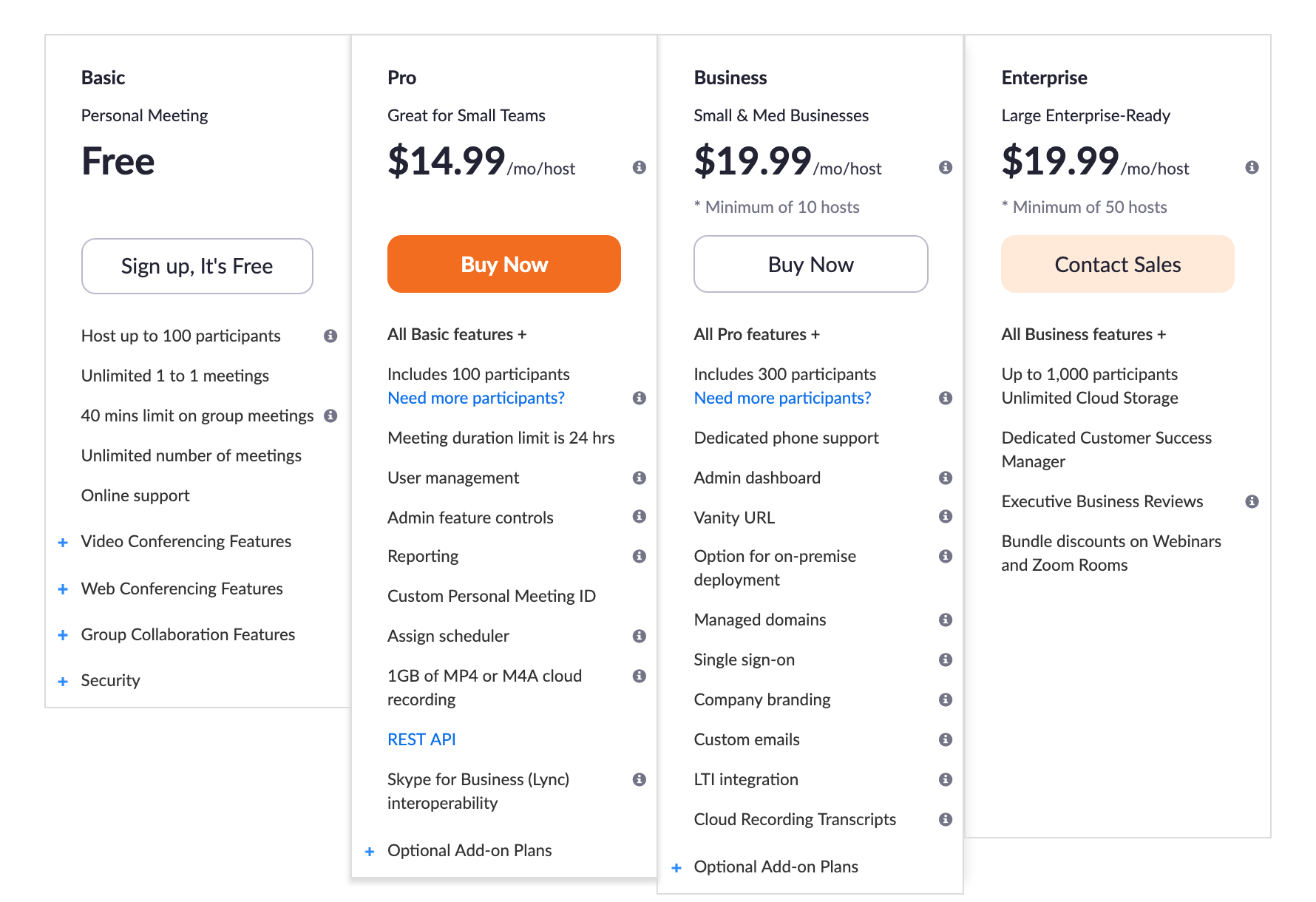 Plans and Pricing - Zoom