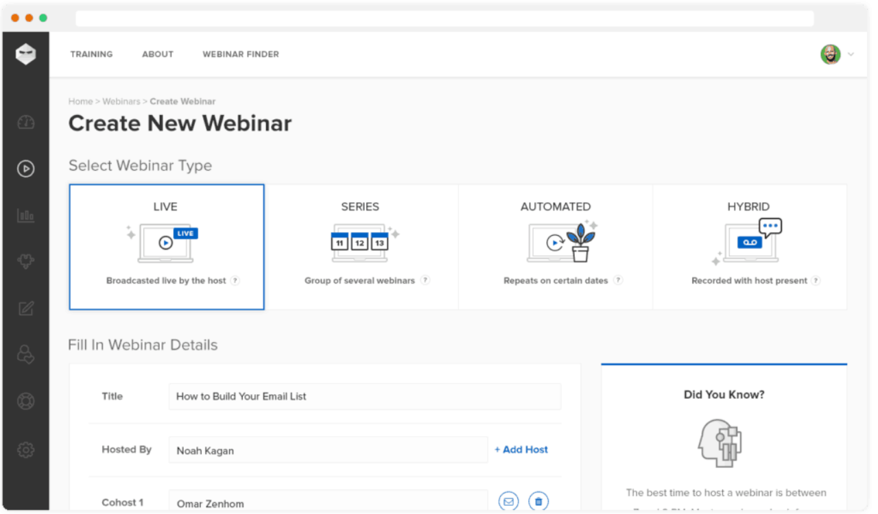 WebinarNinja -Creating New Webinar