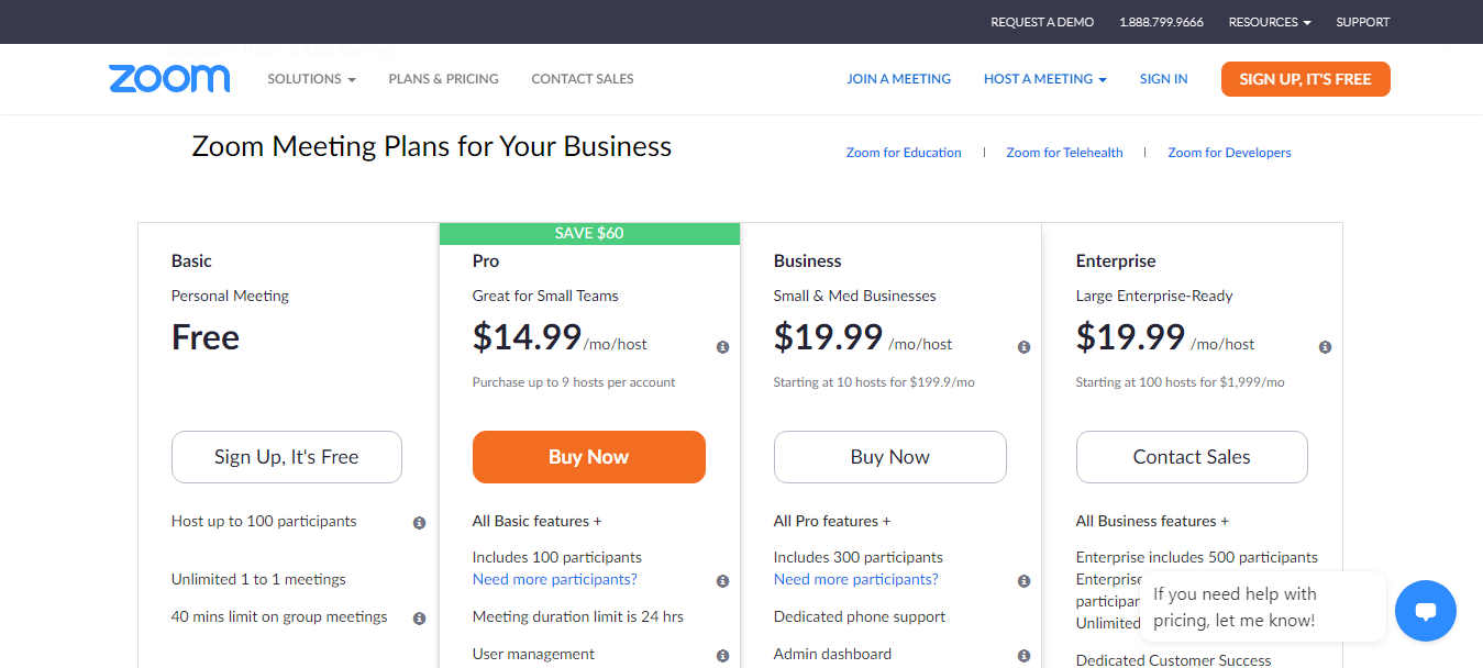 Zoom Pricing Plan