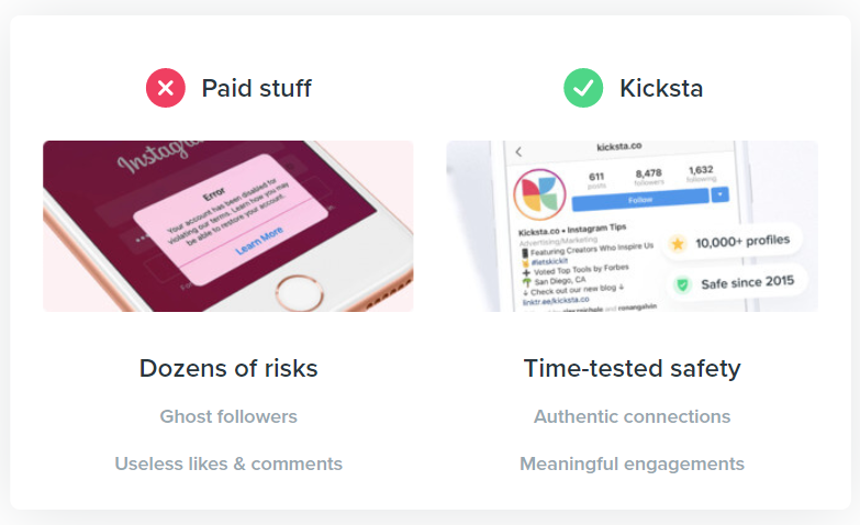 Kicksta -Features & Benefits- social upgrade alternative