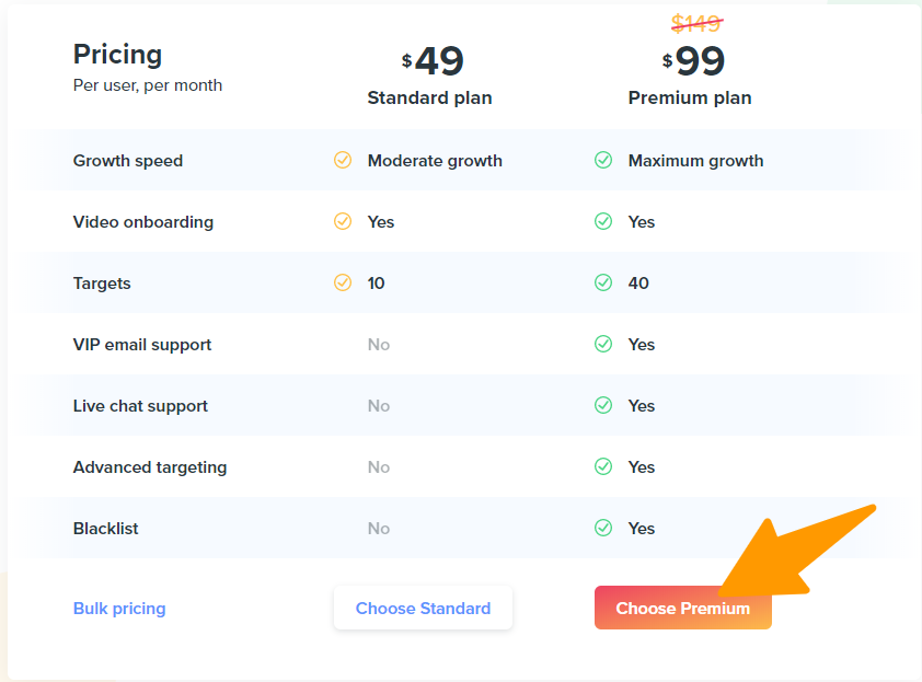 Kicksta - Pricing