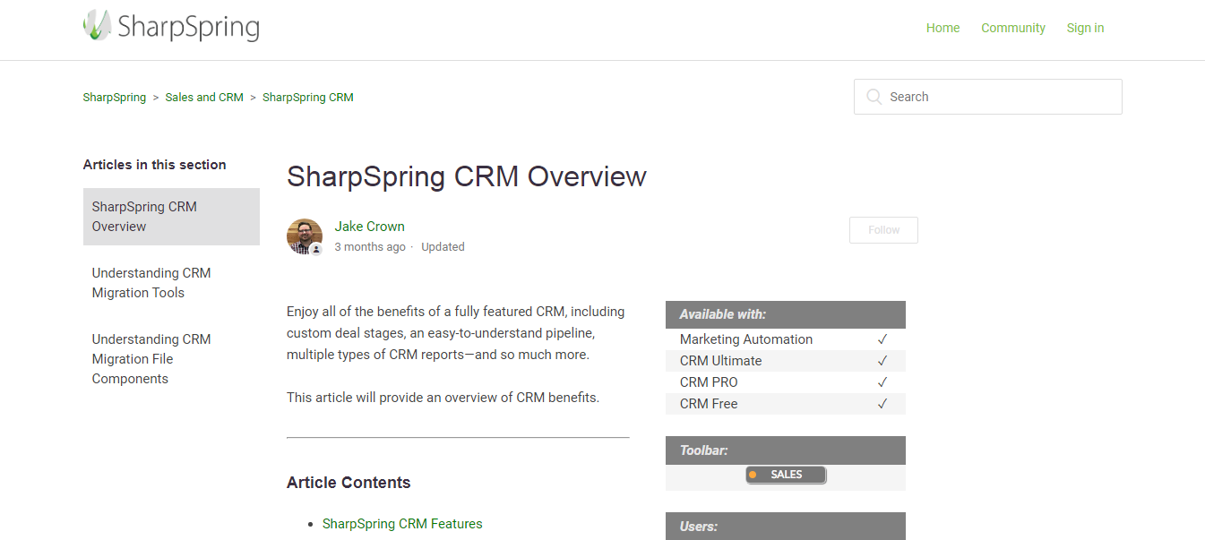 sharpspring CRM overview