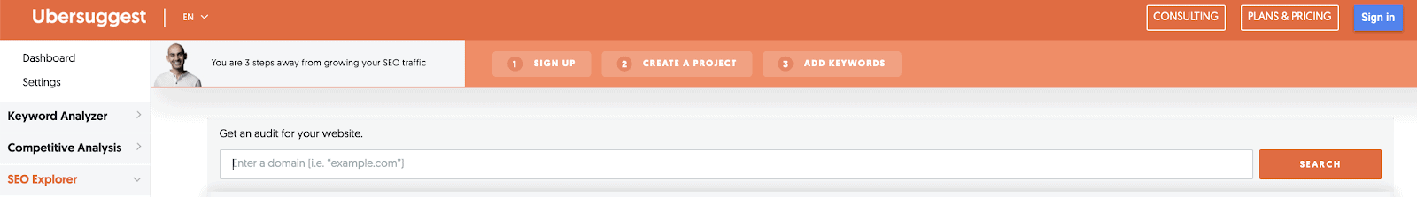 Ubersuggest site audit-SEO Gambling