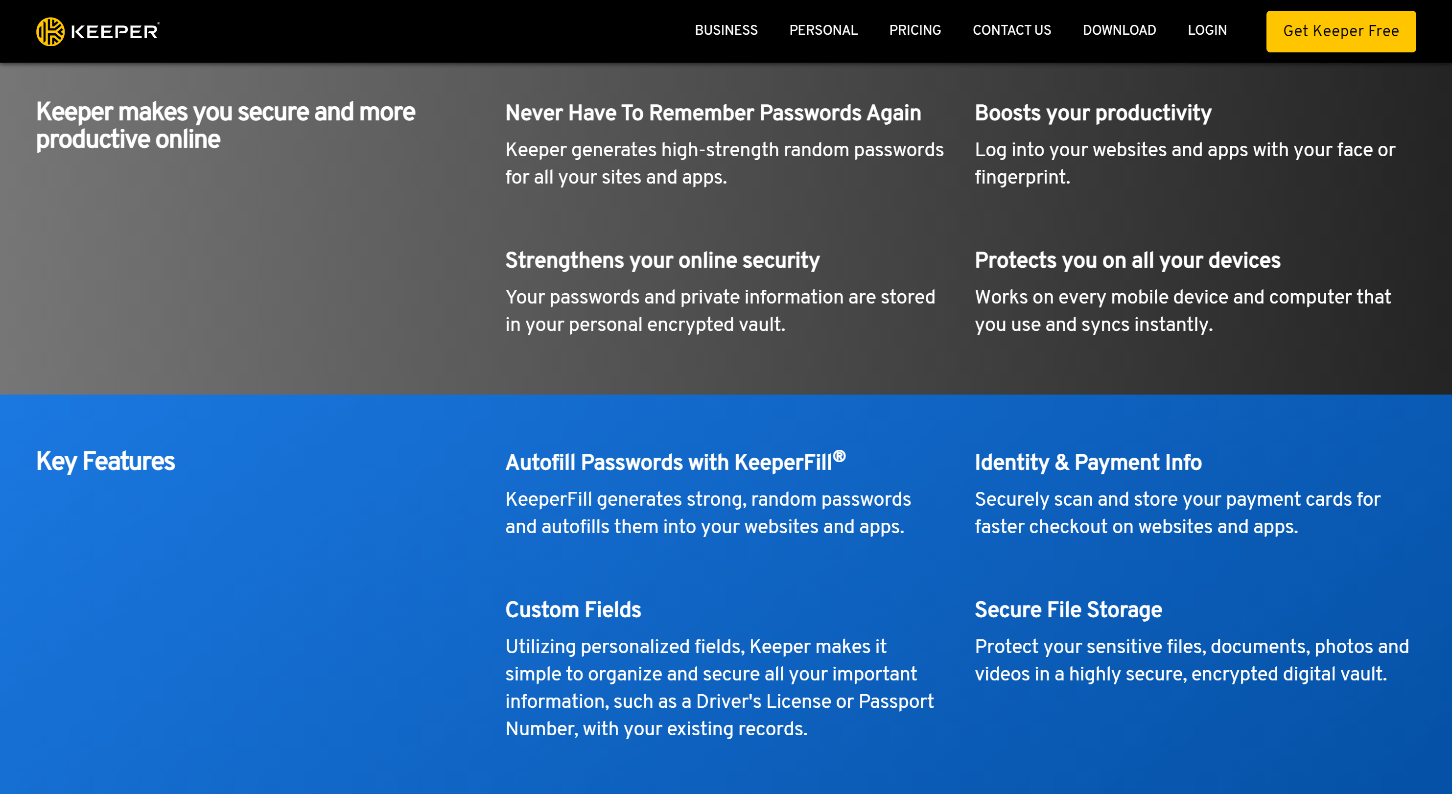 keeper security free vs pro features