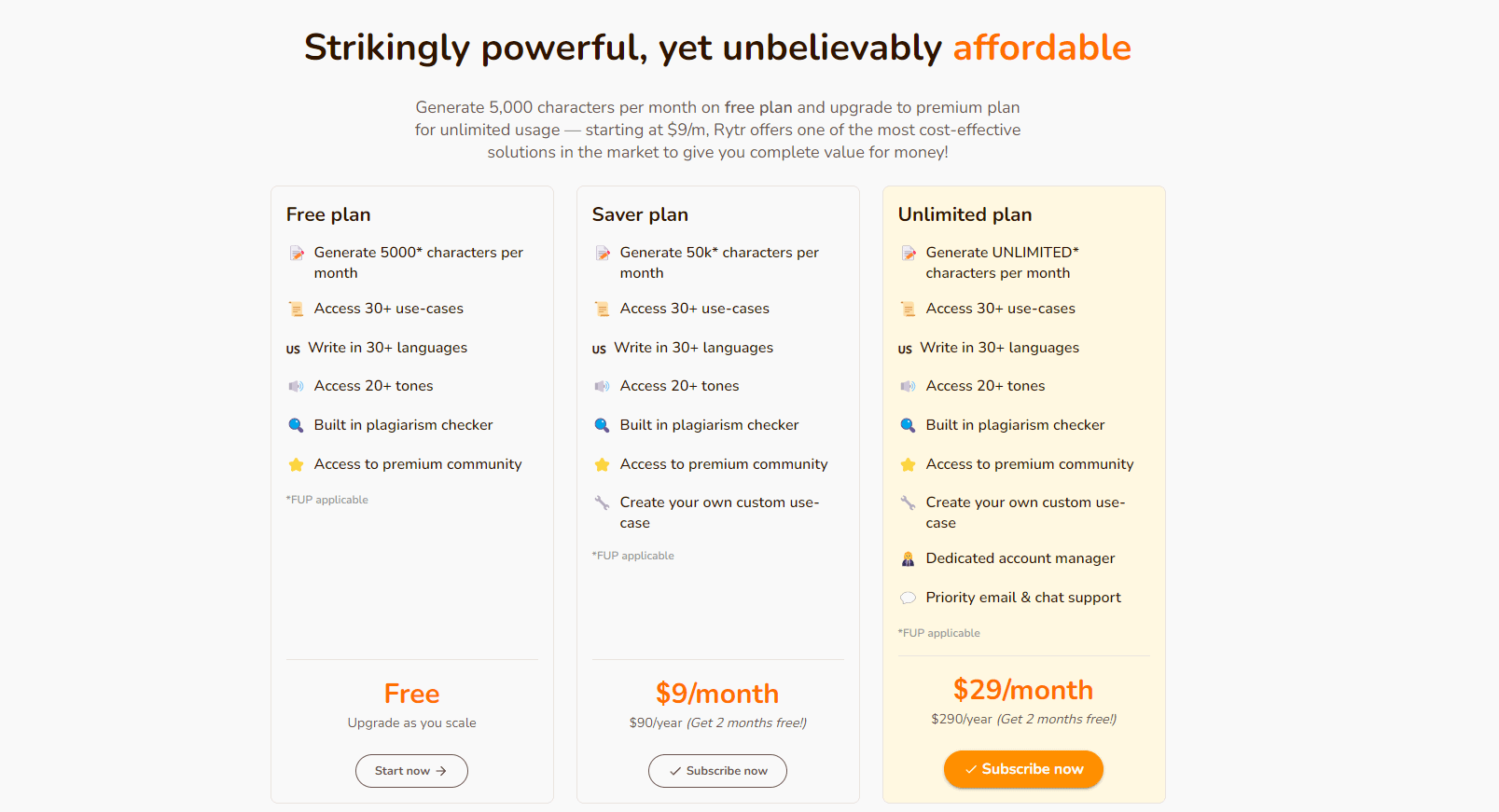 Rytr Pricing