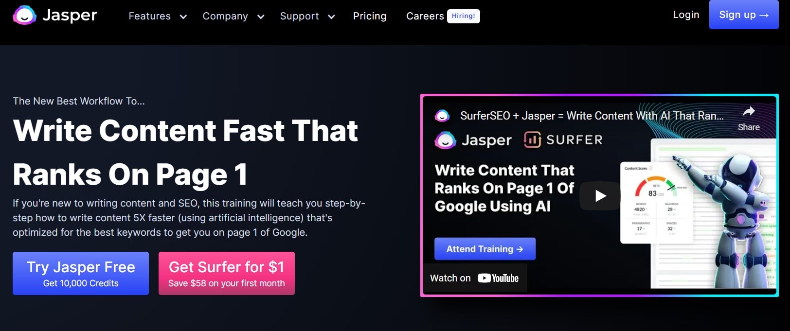 jasper Surfer SEO Integration